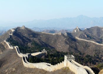Panoramic and perspective view of a great wall of china segment