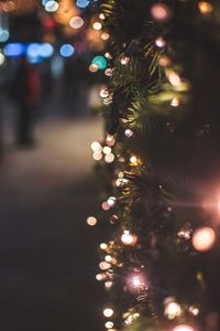 Illuminated christmas tree at night