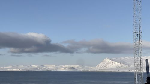 Scenic view of sea against sky on svaldbard