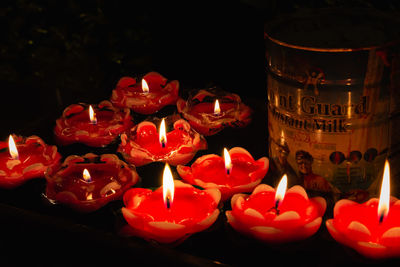 Close-up of red candles on table