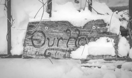 Close up of snow covered wall