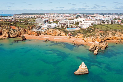 Aerial from praia d'ana in lagos portugal