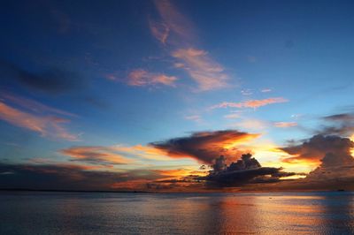 Scenic view of sea against sky at sunset