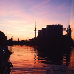 View of river at sunset