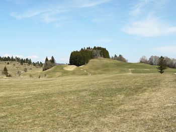 Scenic view of land against sky