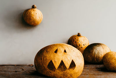 Close-up of easter eggs on table