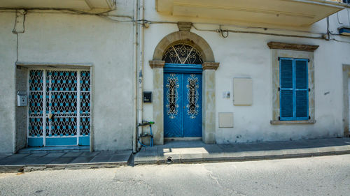 Closed door of building