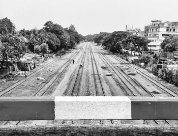 Railroad tracks in city