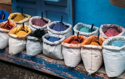 High angle view of multi colored towels