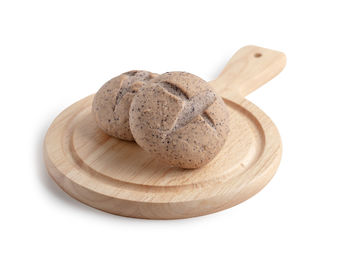 High angle view of cookies against white background