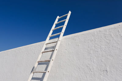 Low angle view of building against clear blue sky