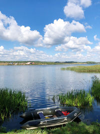 Scenic view of lake against sky