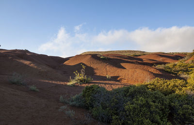 Panoramic view of arid landscape against sky