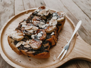 High angle view of ice cream on table