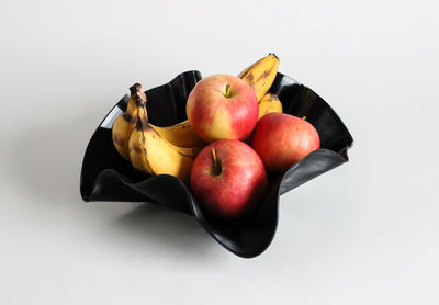 High angle view of apples on white background