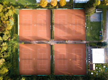 Directly above shot of playing field amidst trees