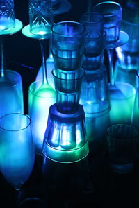 Close-up of illuminated glasses