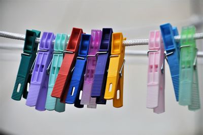 Close-up of multi colored clothespin