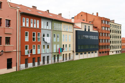 Residential buildings against clear sky