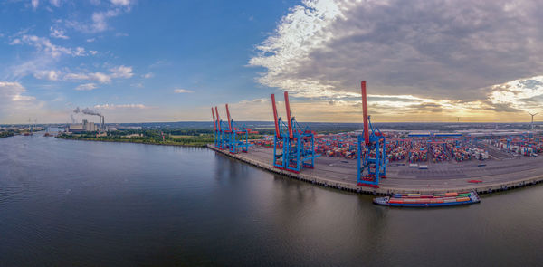 Panoramic view of sea against sky during sunset