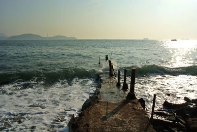 Scenic view of sea against clear sky