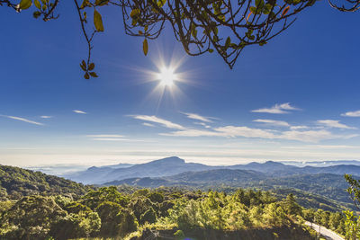 Mountain and mist views at doi inthanon national park, chiang mai, thailand