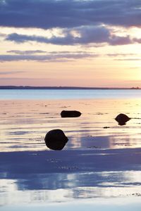 Scenic view of sea at sunset