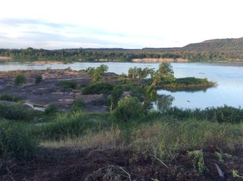 Scenic view of lake against sky