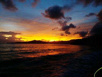 Scenic view of sunset over sea