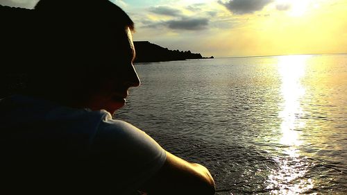 Scenic view of sea at sunset