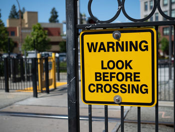 Close-up of warning sign