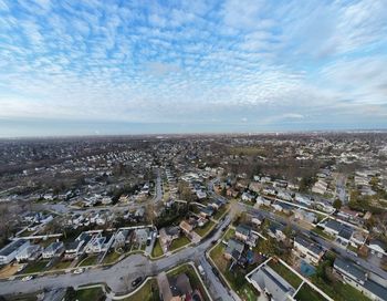 High angle view of townscape against sky
