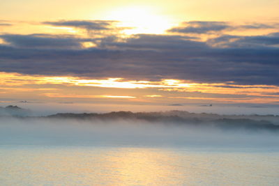 Scenic view of cloudy sky at sunset