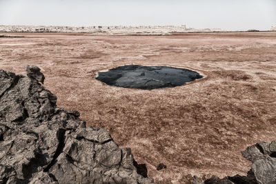 Rock formation on land against sky