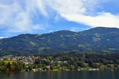 Scenic view of lake and mountains against sky in carinthia austria 