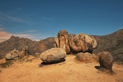 Monolith stone formations in macin mountains, romania