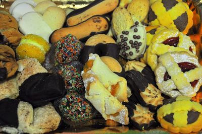 Close-up of variety of french pastry