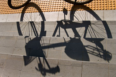 Shadow of bicycle on staircase