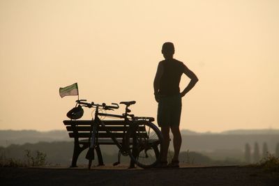 Man against sky during sunset