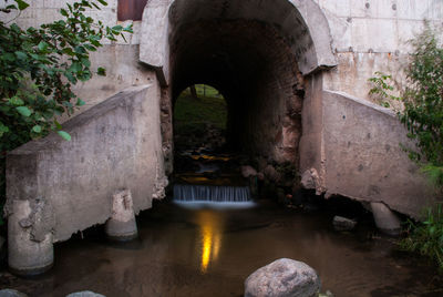 Bridge over river in tunnel