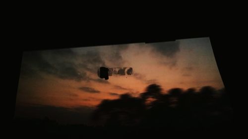 Low angle view of silhouette trees against sky at sunset