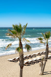 Scenic view of sea against clear sky