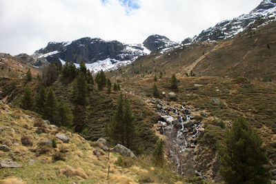 Scenic view of mountains against sky