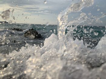 Water splashing on beach