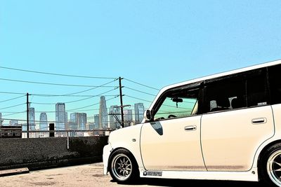 Low angle view of car against clear sky