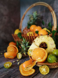 Close-up of orange fruits on table