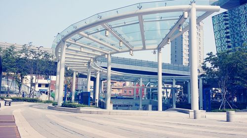 View of buildings against clear sky