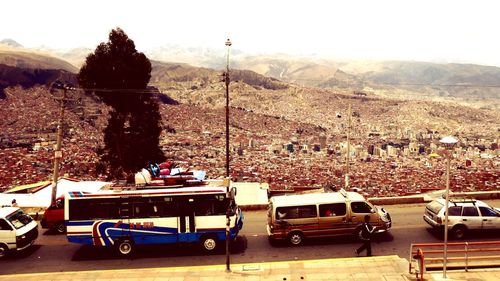 Cars parked on road