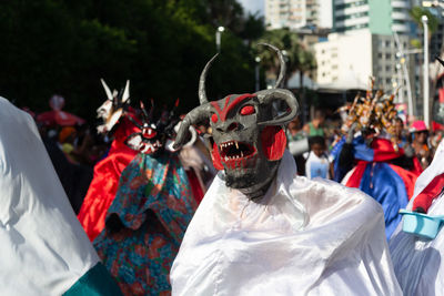 Cultural group from bahia is seen parading during fuzue, pre-carnival 