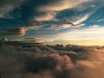 Aerial view of cloudscape against sky during sunset